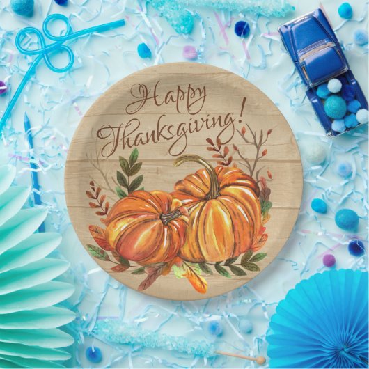 Rustikaler Erntedank Pumpkins Pappteller (Party)