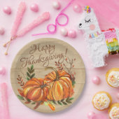 Rustikaler Erntedank Pumpkins Pappteller (Party)