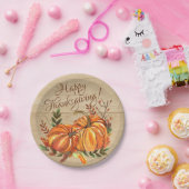 Rustikaler Erntedank Pumpkins Pappteller (Party)