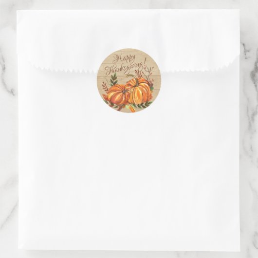 Rustikaler Erntedank Pumpkins Runder Aufkleber (Tasche)