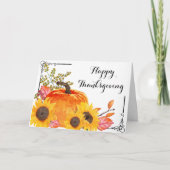 Rustikaler Erntedank Pumpkins Sonnenblume Karte (Vorderseite)