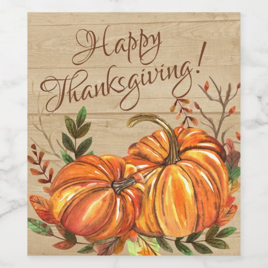 Rustikaler Erntedank Pumpkins Weinetikett (Einzelnes Label)