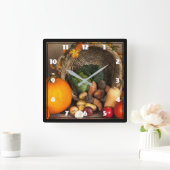 Rustikaler Erntedank Quadratische Wanduhr (Zuhause)