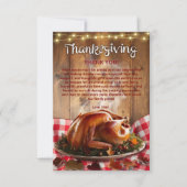 Rustikaler Erntedank Röstete Türkei Babydusche Dankeskarte (Vorderseite)