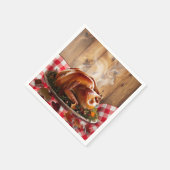 Rustikaler Erntedank Röstete Türkei Babydusche Serviette (Ecke)