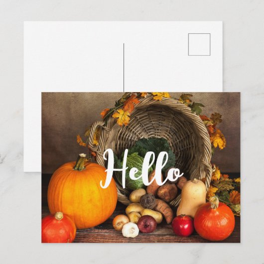 Rustikaler Erntedank Table Bountiful Harvest Postkarte (Vorne/Hinten)