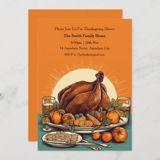 Rustikaler Erntedank Tag Türkei Einladung (Vorne/Hinten)