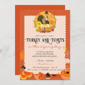 Rustikaler Erntedank Türkei & Toasts Freundlichkei Einladung (Vorne/Hinten)