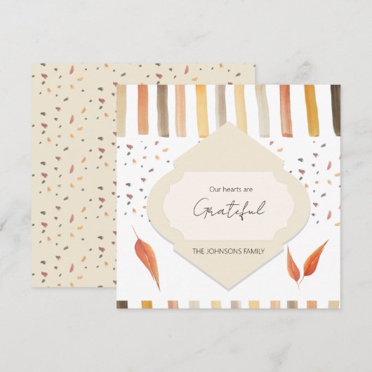 Rustikaler Erntedank Wasserfarben Herbstleaves Dankeskarte (Vorne/Hinten)