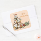 Rustikaler Erntedank Wasserfarbenkürbis Herbst Quadratischer Aufkleber (Umschlag)