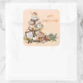 Rustikaler Erntedank Wasserfarbenkürbis Herbst Quadratischer Aufkleber (Tasche)