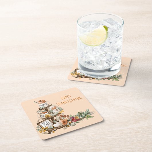 Rustikaler Erntedank Wasserfarbenkürbis Herbst Rechteckiger Pappuntersetzer (Vor Ort)