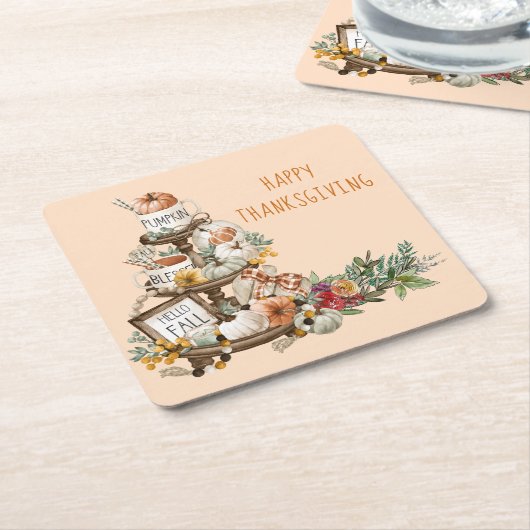 Rustikaler Erntedank Wasserfarbenkürbis Herbst Rechteckiger Pappuntersetzer (angewinkelt)