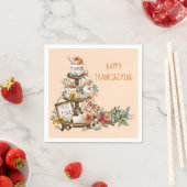 Rustikaler Erntedank Wasserfarbenkürbis Herbst Serviette (Beispiel)