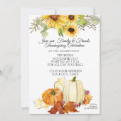 Rustikaler Erntedank Weißer Orange Pumpkin Sonnenb Einladung (Vorderseite)