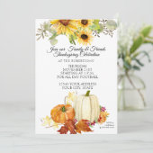 Rustikaler Erntedank Weißer Orange Pumpkin Sonnenb Einladung (Stehend Vorderseite)