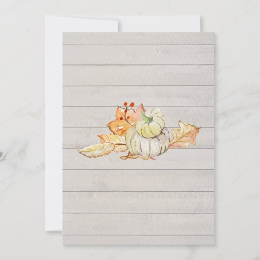 Rustikaler Erntedank Weißer Orange Pumpkin Sonnenb Einladung (Rückseite)