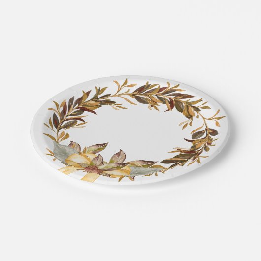 Rustikaler Erntedankwreath-Papier-Teller 7" Pappteller (Schrägansicht)