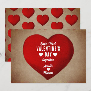 Rustikaler Erster Valentinstag gemeinsam Rotes Her Feiertagskarte