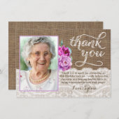 Rustikaler erwachsene Frau-mit Blumengeburtstag Dankeskarte (Vorne/Hinten)