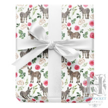 Rustikaler Esel Floral Rosa Geschenkpapier