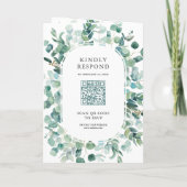 Rustikaler Eucalyptus-Foto-All-in-One-QR-Code-Hoch Einladung (Rückseite)