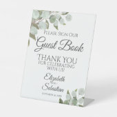 Rustikaler Eukalyptus Bitte Unterschreiben Sie uns Sockelschild (Vorderseite)