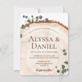 Rustikaler Eukalyptus botanisch auf Holzhochzeit Einladung (Vorderseite)