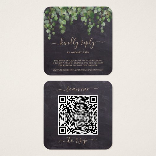 Rustikaler Eukalyptus Botanischer Hochzeitsstichta (Vorne & Hinten)