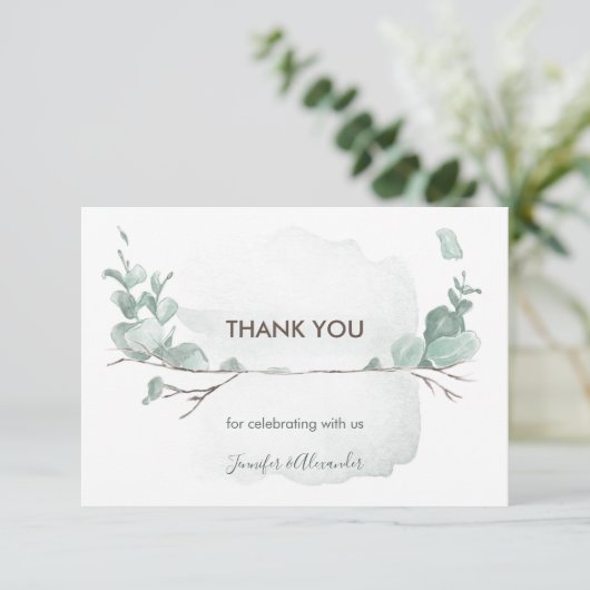 Rustikaler Eukalyptus Danke Karte (Stehend Vorderseite)