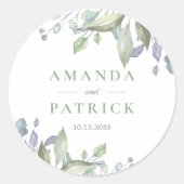 Rustikaler Eukalyptus Elegant Hochzeiten Umschlag  Runder Aufkleber (Vorderseite)