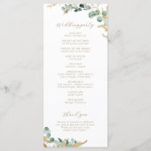 Rustikaler Eukalyptus goldenes Grün Boho Hochzeit Programm (Rückseite)