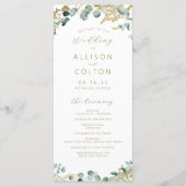 Rustikaler Eukalyptus goldenes Grün Boho Hochzeit Programm (Vorderseite)