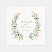 Rustikaler Eukalyptus goldenes Grün Boho Hochzeit Serviette (Vorderseite)
