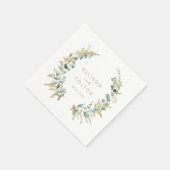 Rustikaler Eukalyptus goldenes Grün Boho Hochzeit Serviette (Ecke)