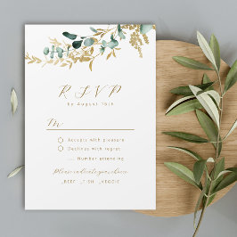 Rustikaler Eukalyptus-Goldgrün boho Hochzeit RSVP