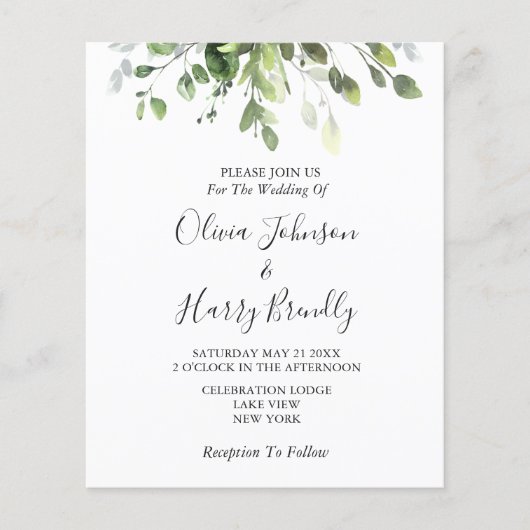 Rustikaler Eukalyptus Greenery Wedding Flyer (Vorne)