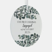 Rustikaler Eukalyptus Keepake Erste Weihnachten Ve Ornament Aus Glas (Vorderseite Rechts)