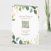 Rustikaler Eukalyptus-Kranz QR-Code-Hochzeit Einladung (Rückseite)