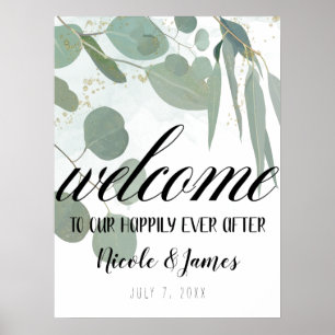 Rustikaler Eukalyptus Minimal Chic Greenerity Wedd Poster