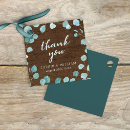 Rustikaler Eukalyptus und braunes Holz Vielen Dank Geschenkanhänger