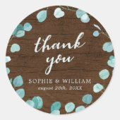 Rustikaler Eukalyptus und braunes Holz Vielen Dank Runder Aufkleber (Vorderseite)