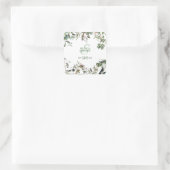 Rustikaler Eukalyptus Verlasse Vintage Hochzeit im Quadratischer Aufkleber (Tasche)