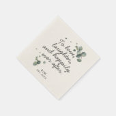 Rustikaler Eukalyptus zu Liebe-Lachen-Zitat Serviette (Ecke)