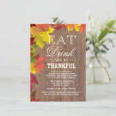 Rustikaler Fall Alte Holzhütte Erntedank Einladung (Stehend Vorderseite)