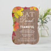 Rustikaler Fall Alte Holzhütte Erntedank Einladung (Stehend Vorderseite)