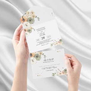Rustikaler Fall auf einer Hochzeit All In One Einladung