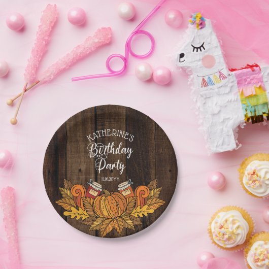 Rustikaler Fall |Autumn Pumpkin |Blätter Geburtsta Pappteller (Party)