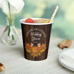 Rustikaler Fall Autumn Pumpkin Blätter Polterab Pappbecher
