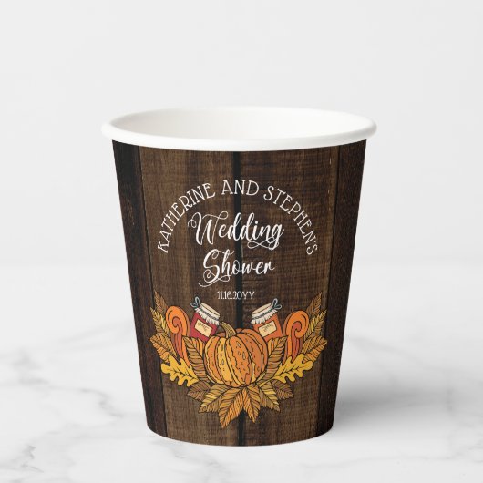 Rustikaler Fall |Autumn Pumpkin |Blätter Polterabe Pappbecher (Vorderseite)